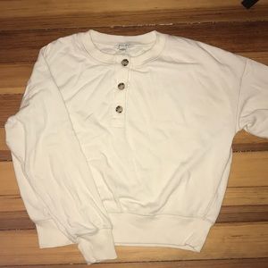 Cream button sweatshirt
